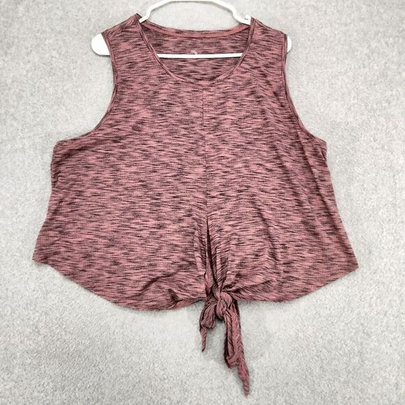 Zyia Active Tank Top Womens Size 4XL Red Heathered Stretch Front Tie Sleeveless - Picture 1 of 11
